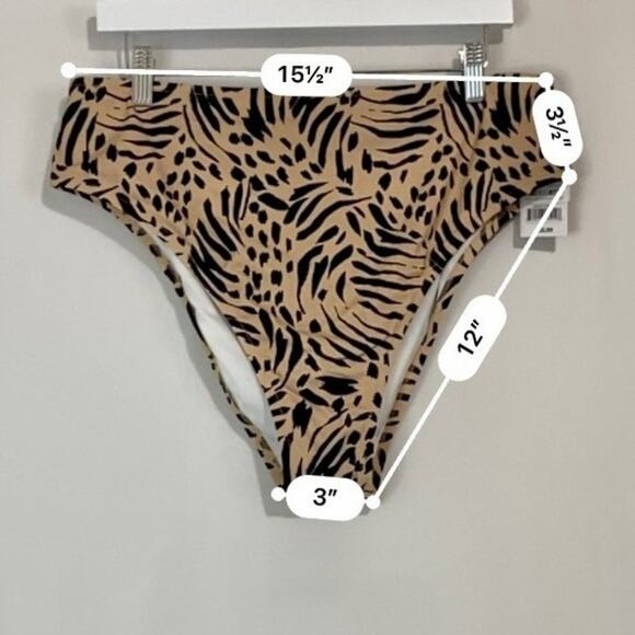 Shade & Shore Women’s Animal Print Bikini Swim Bottom Tan & Black Size XL NWT - Picture 4 of 5